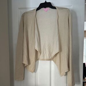 Lilly Pulitzer Cream Gold Open-Front Cardigan